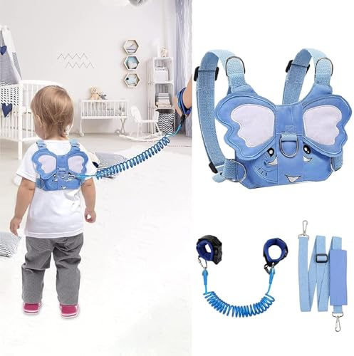 YTACREA Guinzaglio 3 in 1, elefante anti anti persi per bambini, con polso di sicurezza, imbracatura da corsa supportata per bambini, guinzaglio per bambini con serratura, guinzaglio di sicurezza per