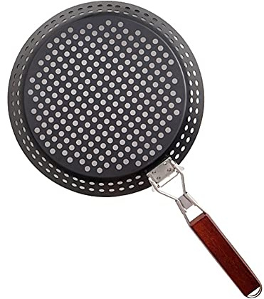 Vassoio per barbecue rotondo pieghevole per esterni, antiaderente, con fori di cottura, per picnic e barbecue