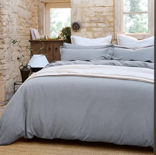 Christy Brushed Cotton Single Duvet Set | Warm Breathable Winter Bedding | 100% Brushed Cotton Flannel Bed Linen | Super Soft and Silky Finish | Silver Grey