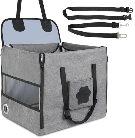 Trasportino per cani auto, Seggiolino Auto per Cani Rinforzato e Pieghevole, Stabile e Anti-Collasso, per Piccola Taglia e Media - 44 x 40 x 40 cm