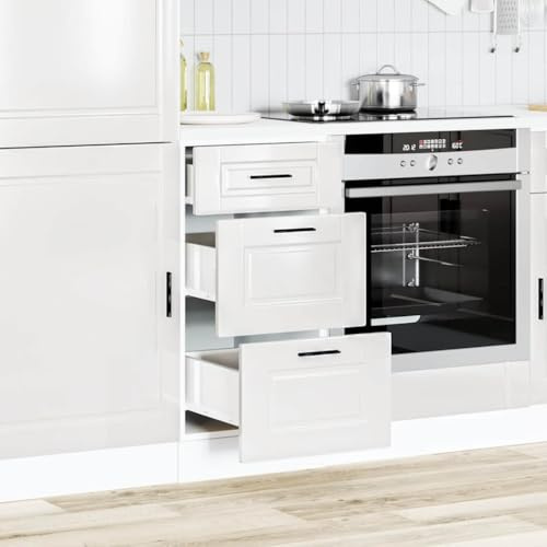 Tonture Köksunderskåp Porto, högglansigt vitt, trämaterial med låda och dörr, justerbara fötter, 40 x 46 x 81,5 cm, förvaringsutrymme för kök och matsal, robust förvaring för porslin och förnödenheter