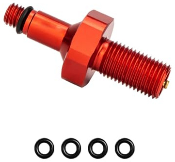 Keenso Cykelventiladapter, 7075 Aluminium Bakre Stötuppblåsningsmunstycke, 4,3 G IFP-gängad Stötpumpadapter, Snabbinstallationsventilkonverteringsverktyg för Mountainbikeunderhåll (röd)