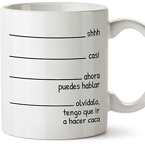 MUGFFINS Taza graciosa - Shhh casi… Tengo que ir a hacer caca - Regalos divertidos de Desayuno. Cerámica 350 mL