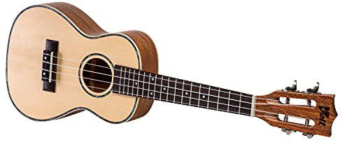 VOLT Ukulele Texas, Größe: Tenor, massive Decke Fichte, Griffbrett: Palisander, edle Hochglanzlackierung, Perlmutt-Einfassungen, Länge: ca. 660 mm, mit Gurtknöpfen, inkl. gefütterte Tasche