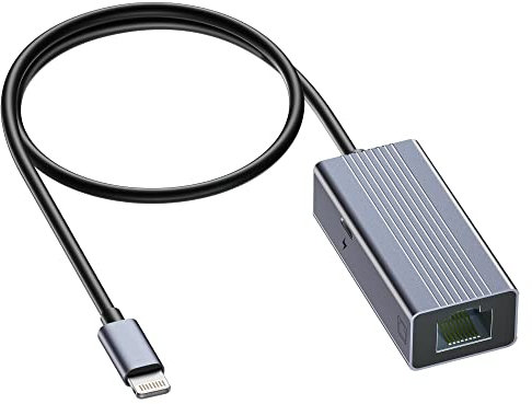 IVSHOWCO Lightning-zu-RJ45-Ethernet-LAN-Netzwerkadapter für iPhone [Apple MFi-Zertifiziert], iPad-zu-Ethernet-Adapter mit Ladeanschluss, 100 Mbit/s High Speed, Plug and Play (1,65 Fuß)