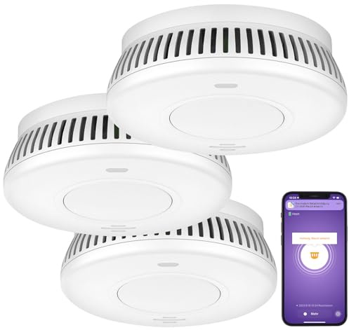 3 détecteurs de fumée connectés RWM-220.app avec pile longue durée [VisorTech]