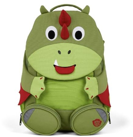 Affenzahn Amigo grande mochila infantil sostenible 3-5 años guardería 8L funcional y divertida Dragón - Verde