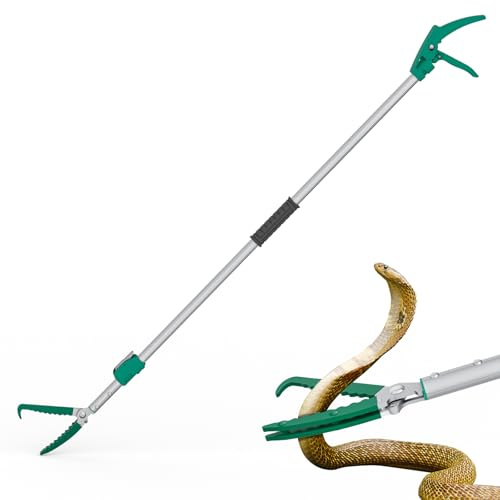 GYORGKSHI 92 Extendable Snake Grabber Reptile Tongs Rattle Snake Catcher Wide Jaw Handling Tool with Lock and Comfortable Grip