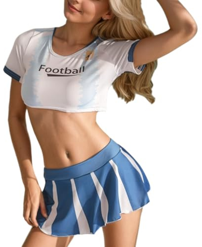 Women’s Sexy Cosplay Costume Cheerleader Anime Lingerie Football Uniform | Naughty Babydoll Teddy Cheer Referee Roleplay Mini Fancy Dress for Carnival Halloween