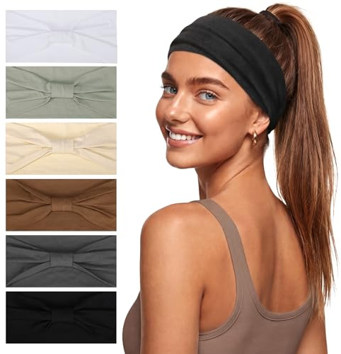 6 Pack Wide Headbands for Women's Hair, Fashion Knotted Head Bands for Women Girls
