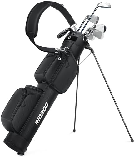RIOROO Golf Stand Bag Leicht, Golftasche für Bis zu 9 Schläger mit DREI Wege Trennwänden, Wasserdicht, Inkl Kühlbeutel, Ergonomischer Schultergurt Großes Staufach Unisex für Herren Damen