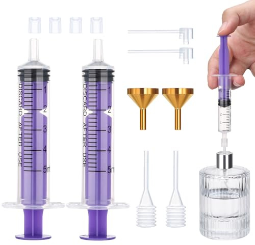 Segbeauty Trasferimento di Profumo Cosmetico, Siringa 5ml e Imbuto Metallico, Pompa e Pipetta, Strumenti per Dispenser Profumo da Viaggio (Viola)