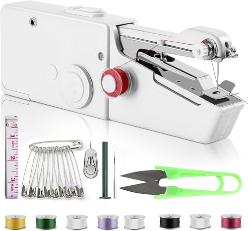 Máquina de coser portátil, mini máquina de coser portátil para principiantes, fácil de usar, costura rápida adecuada para coser ropa, telas, bricolaje en casa para principiantes