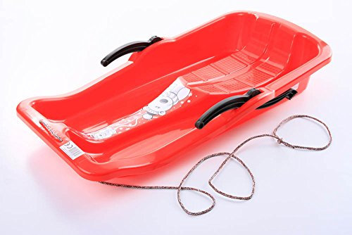 Bob Schlitten Rodel Schneegleiter Bremsen inkl. Zugseil, Rot, Modern, 800 mm x 420 mm x 150 mm, Kunststoff