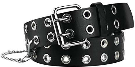 maikun Belt for Women, Studded Double Prong Goth Womens Belts for Jeans
