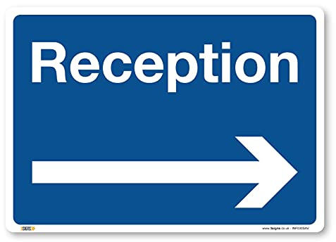 Reception freccia destra, A3 420x297mm, autoadesivo vinile adesivo, consegne accesso, magazzino informazioni segnali di sicurezza