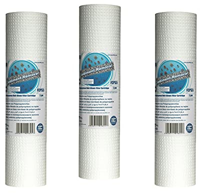 Kit de 3 cartuchos de filtro de paño MB para agua - osmosis inversa FCPS Melt-Blown de 25,4 cm de polipropileno para sedimentos de 10 micras