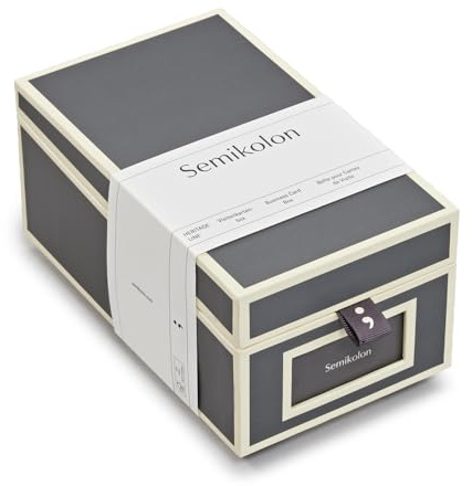 Semikolon 370085 Visitenkartenbox - alphabetisches Register - 10,5 x 18 x 8,3 cm - Business-Card-Box - lava stone grau