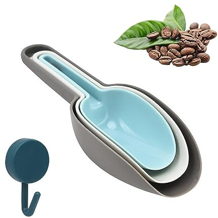 3-teiliger Satz Plastikeisschaufeln, 1-starker kratzfreier Haken, Mehrzweck, Anti-Verbrühen Lebensmittellöffel, Küchenbar, Mehl Dessert Kaffee Eisschaufel, Aufbewahrungsbehälterschaufel