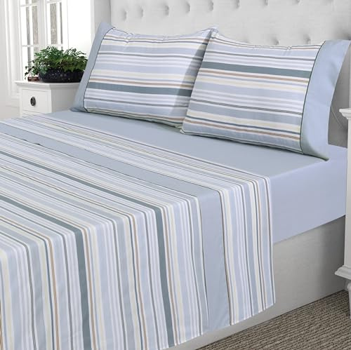 NORA HOME Sabanas 150 x 190 4 Piezas. Juego de Sabanas Cama 150. Algodon/Poliester con Bajera Ajustable - Lia