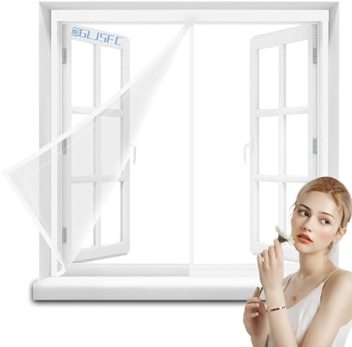 Moustiquaire pour Fenêtre, 115x180cm Magnétique Moustiquaire Fenêtre, Moustiquaire de Porte Aimantée, Rideau de Fenêtre pour Prévenir Moustiques et Insectes Blanc