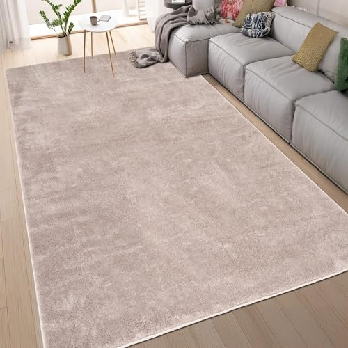 homeart Area Rugs – Soft, Short Pile Monochrome Carpets - Anti-Slip Backing, Machine Washable, Modern Fluffy Rugs for Living Room, Bedroom, Kitchen, Enterance - Brown, 60x110 cm