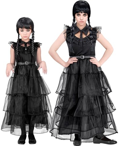 W WIDMANN MILANO Party Fashion - costume bambino Ragazza scura, vestito, mercoledì, costume Halloween