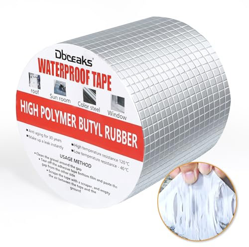 DBREAKS Cinta de butilo de aluminio, 150 mm x 10 m x 1,5 mm, cinta adhesiva impermeable de aluminio, cinta de reparación autoadhesiva, cinta de sellado de butilo, cinta de aluminio para techo plano,