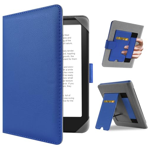 HoYiXi Universal Case for 7 inch Kindle Paperwhite/Colorsoft 2024 Compatible with 6.8 Paperwhite Kobo Clara HD/Kobo Clara 2E eReader Protective Cover with Foldable Stand Built-in Pocket,Blue