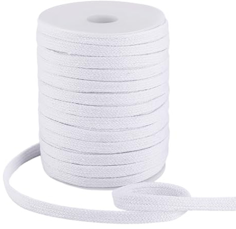 PH PandaHall 43 Iarde Cordino Piatto Cotone con Coulisse 10mm Corda di Ricambio Bianco Cordoncini per Cucire Pantaloni Della Tuta Indumenti Cappotti Borse