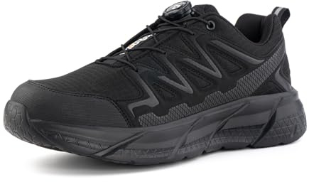 Loiston Zapatos de Seguridad para Hombre Mujer Zapatillas de Seguridad Mujer Zapatos de Trabajo Puntera de Acero Transpirable Negro K07 Gr.42