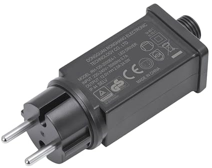 Fenayuu Transformador Para Luces De Cadena,Transformador 12V Enchufe UE Para Guirnaldas Luminosas, De Baja Tensión Impermeable IP44 Para Decoración Navidad Exterior Halloween Inflables