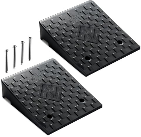 YOLOONLY Rubber Threshold Ramp, 7.5 Rise Wheelchair Ramp Doorway, 7000Lbs Load Capacity, Non-Slip Surface Rubber Curb Ramp for Wheelchair and Scooter, 2 Pack (7.5 Height) (7.5 Rise)