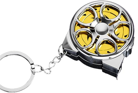 Tape Measure 2m/6.5ft – Keychain Tape Measure Metric & Imperial, Mini Hollow Waterproof Steel Retractable Portable Keyring Pull Ruler Measuring Tape (Gold)