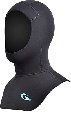 KBOLAE Cappuccio per muta subacquea da donna e uomo, 5 mm, in neoprene, per canoa, M, nero