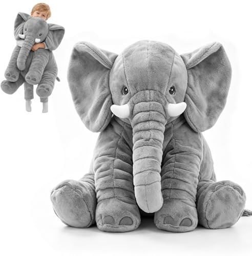 Fouvin Éléphant en peluche 60cm, XXL Éléphant doux en peluche Grand jouet en tissu, jouet en peluche Décoration de chambre, éléphant en peluche Animal en peluche Cadeau pour les amis, la famille et