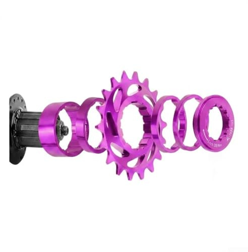 Dolvitrny Roue libre à vitesse unique pour conversion de VTT, pignon arrière de vélo en alliage d'aluminium, pignon 16 dents ou 18 dents pour pignon fixe et pièces de vélo (violet/18T)