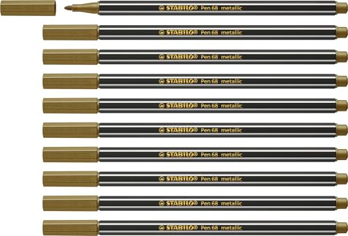 STABILO - Premium Metallic-Filzstift - Pen 68 metallic - 10er Pack - gold