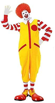 Adults Ronald The Clown Boilersuit & Accessories Halloween Circus Fancy Dress Costume [With Shoes - L-XL]