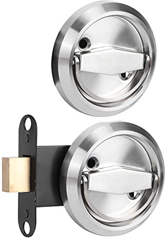 Double Sided Lock, Stainless Steel Door Lock for Bathroom Use(Silver (with Lock))