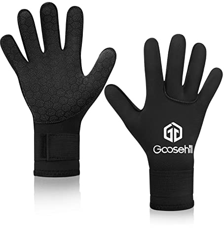 Goosehill Neoprene Gloves 3mm Wetsuit Gloves, Thermal Diving Gloves with Non-slip Particles Suitable for Scuba Men Women Diving, Snorkeling, Swimming, Paddle board, Surfing and Kayaking, Black, XL