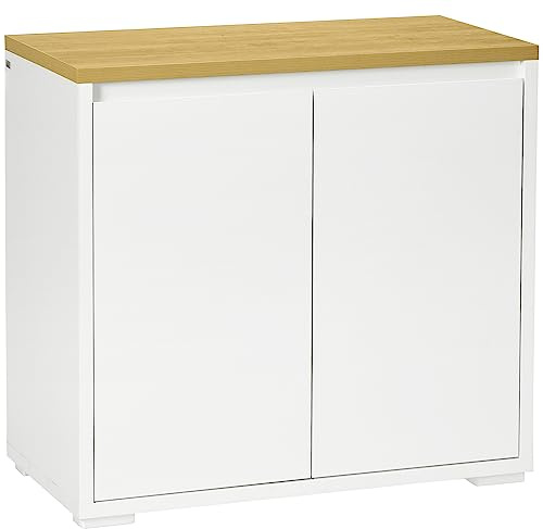 HOMCOM Kitchen Sideboard, Storage Cabinet with Double Doors and Adjustable Shelf for Living Room, Entryway, White