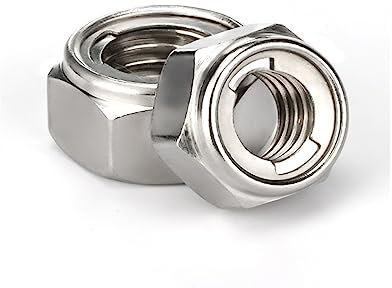 5/10/50 Stück 304 Edelstahl Sechskant Sechskant Kontermutter for M4 M5 M6 M8 M10 Edelstahl Metall selbstsichernde Mutter Kontermutter (Color : 50pcs_M6)