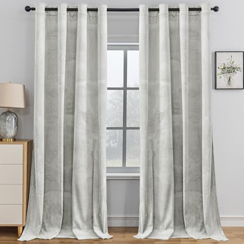 YSTELLAA Cortinas Terciopelo Opacas 2 Piezas, 245×140CM, Beige | Cortinas Termicas Aislantes Frio Y Calor, con Ojales, Insonorizantes, Modernas, adecuadas para Salon y Dormitorio