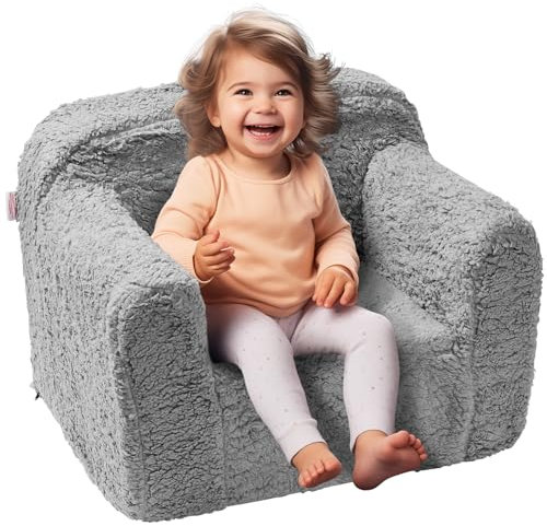 VEVOR Kindercouch Kindersofa 460 x 635 x 520 mm Kindersofa Kinderzimmer Softsofa, Spielsofa Kuschelecke 1 Kind, Kindersessel Kindermöbel Kinderstuhl Grau Schlafsesseln 20 kg 25D Schwamm