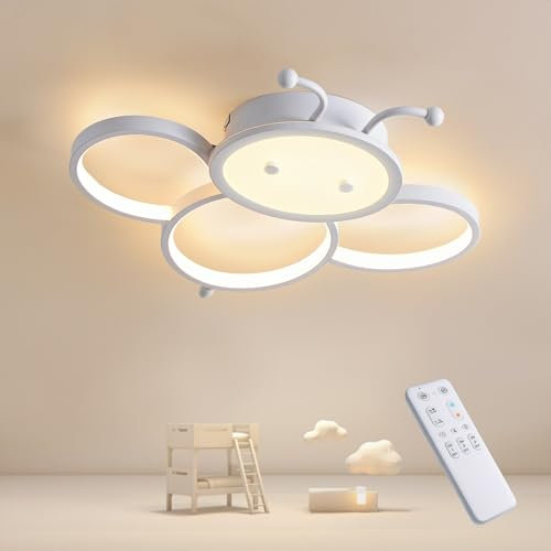 KAUCQI LED Deckenlampe Kinderzimmer Lampe Decke Deckenleuchte Schlafzimmer Dimmbar mit Fernbedienung Nachtlichtfunktion 3000K-6000K Biene Deckenleuchten für Kinder Deckenlampe Wohnzimmer,40CM