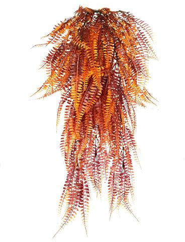 YMIFEEY 2 Stück Kunstpflanze Hängend Farn Herbst 80cm Hängepflanze Künstlich Pflanzen Fake Herbstpflanzen Plastikpflanzen Hängend Herbst Kunstblumen Ranken für Herbst Innen Außen Deko (2)