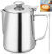 GOMETY Brocca per il latte in acciaio inox da 350 ml con coperchio, per il latte, per il caffè, per il latte, per il latte, per il latte, per il caffè, per il cappuccino (350 ml)