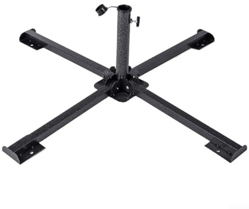 Eawfgtuw Base per ombrellone portatile da esterno, pieghevole, in metallo, da spiaggia, giardino, con foro centrale regolabile, per pali di diametro 2,5-4 cm, supporto per parasole da patio nero
