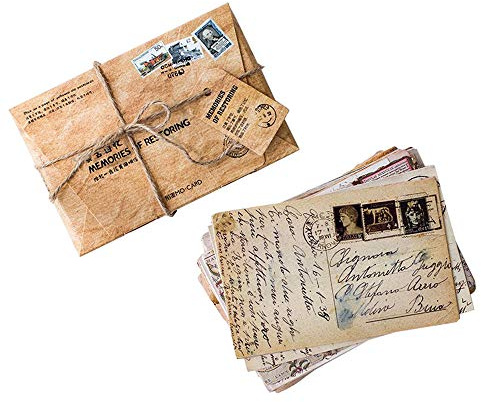 Set di cartoline da viaggio vintage, 30 disegni retrò unici per matrimoni, feste e libri degli ospiti